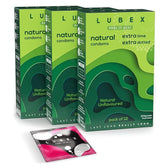 Lubex 6 In 1 Extra Time Condoms - Long Lasting With Ultra Thin & Extra Dotted - 36 Condom Pack Of 3