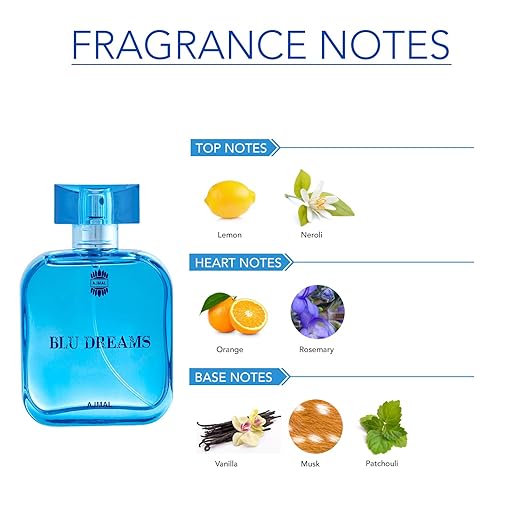 Ajmal Blu Dreams Eau De Parfum Fougere Perfume For Men, 100ml 3.4 Fl.oz. | Long Lasting Fresh Fragrance Ajmal Blu Dreams Eau De Parfum Fougere Perfume For Men, 100ml 3.4 Fl.oz. | Long Lasting Fresh Fragrance