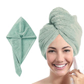 Maxoshine Hair Towel Wrap For Women-Quick Drying Microfiber Towel For Hair With Elastic Loop For Tying-Super Absorbent Head Towels (Pista Green)