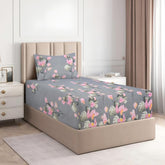 100% Cotton Single Bed Sheet With 1 Matching Pillow Covers For Single | 60 X 90 Inches, Grey - Ideal For All Season Comfortable Bedsheet