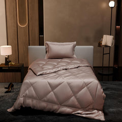 Single Bedsheet + Comforter With 1 Pillow Covers - 60 X 90 Inches, Champagne | Ideal For Gift Special Occasions | Perfect Romantic Bedsheet For Couples