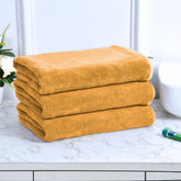 Black Gold The Finer Touch Premium Microfiber Bath Towels 1200 Gsm | Lightweight Ultra-Soft Fade Resistant (Yellow) - 3 Pcs