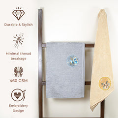 Akiko Home Prima Dream 100% Cotton Bath Towels 900 Gsm | Soft, Absorbent & Durable, Cotton Bath Towel | Pack Of 2 (Beige & Grey)