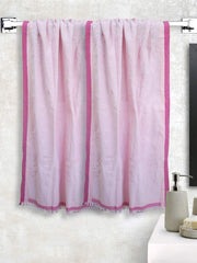 Athom Trendz Living Light Weight Cotton Premium Waffle Border Bath Towel 480 Gsm | Pack Of 2 (Pink)