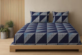 1 Bedsheet For Double Bed With 2 Pillow Covers - 90 X 100 Inches, Dark Blue | Premium Cotton Material Double Bedsheet Queen Size | Skin Friendly & Long Lasting