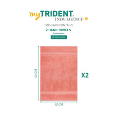 Mytrident Indulgence Collection Hand Towel 400 Gsm | 100% Cotton For Men & Women Hand Towel - Coral Pink (Pack Of 2)