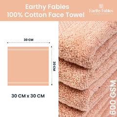 Earthy Fables Premium Face Towels 600 Gsm | Ultra Soft, Quick Dry & Highly Absorbent, For Gym, Travel & Acne-Prone Skin | Set Of 3 (Peach)