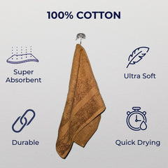 Nive Home Linens 100% Cotton Hand Towel 600 Gsm | Ultra Soft, Thick & Super Absorbent, Quick Dry Hand Towel (Gray, Dark Beige & Dark Brown) - 3 Pcs