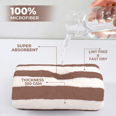Maxoshine Microfiber Towels For Bath Large Size-Super Soft Coral Fleece Bathing Towel With Hook Quick Dry Super Absorbent-Bath Towel (Grey/Peach/Brown, Pack Of 3)