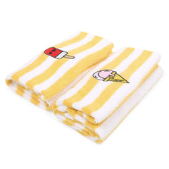 My Milestones 100% Cotton Hand Towel 400 Gsm | Ultra Soft Attractive Embroidery Appliques Cotton Soft, Absorbent Hand Towel Perfect For Face (Set Of 2)- Yellow/White