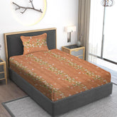 180 TC Print Cotton 1 Single Bedsheet With 1 Pillow Cover - 60 X 90 Inches, Brown & White | Soft & Breathable Fabric, Skin-Friendly Bed Sheet For All Seasons