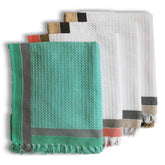 Athom Living Light Weight Cotton Premium Waffle Border Bath Towel | Pack Of 4