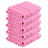 Heart Home Face Towel 1000 Gsm | Facewash For Travel Workout Hand Towel | Lining Design Pack Of 5 (Pink)