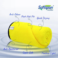 Softspun Microfiber Bath Towel 221 Gsm | Ultra Absorbent Super Soft & Lightweight Quick Drying For Men & Women Daily Use Large Size Towel (Yellow)