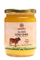 Natural A2 Desi Cow Ghee By Krishviya | Homemade Rich In Taste & Nutrients A2 Bilona Desi Cow Ghee Perfect For Deep Frying | (500ml) 16.9 Ounce | Jar Pack