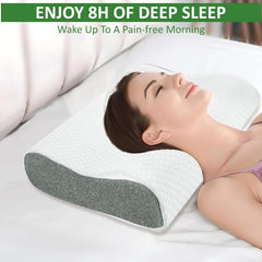 Memory Foam Cervical Pillow, For Neck Pain & Shoulder Pain - 21 X 13 X 3 Inch | Orthopedic Contour Cervical Pillow For Spondylitis Neck With Extra Curve Support & Side Back Pain - Pack Of 1