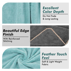 Urbanleaf Microfiber Large Bath Towel Quick Dry Super Absorbent Bath Towel | Towel For Bath, Travel, Gym, Beach, Pool & Yoga (Grey & Green)