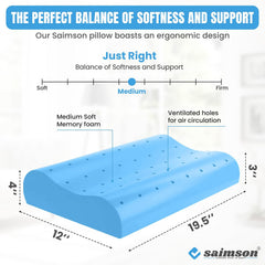 Contour Cervical Memory Foam Pillow, Orthopedic Pillow For Pain Relief, Grey - 12 X 20 Inch | Pillow For Neck & Shoulder Pain | Cervical Pillow For Neck Pain & Spinal Alignment - 1 Piece