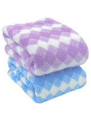 Patpug Coral Microfiber Ultrasoft Comfortable Highly Absorbent Quick Drying Large Bath Towel 700 Gsm (Diamond Purple & Blue)- Pack Of 2