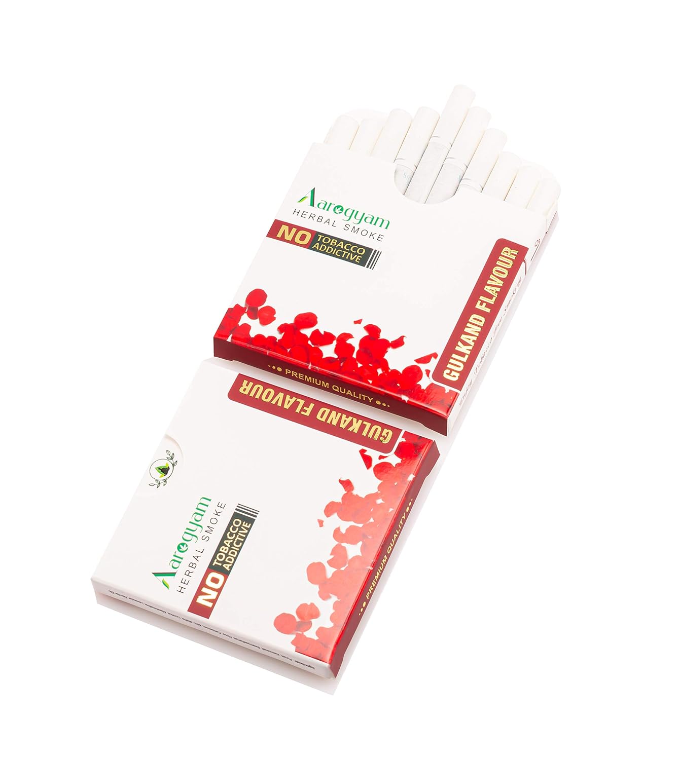 Aarogyam Herbals 100% Tobacco & Nicotine Free Cigarette For Relieve Stress & Mood Enhance Product For Smokers - 10 Sticks In Each Packet Gulkand Flavour, Pack Of 2 Aarogyam Herbals 100% Tobacco & Nicotine Free Cigarette For Relieve Stress & Mood Enhance Product For Smokers - 10 Sticks In Each Packet Gulkand Flavour, Pack Of 2