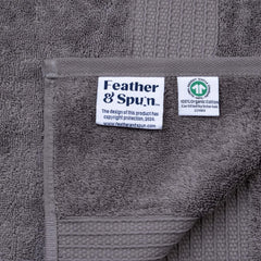 Feather & Spun Organic Cotton Bath Towel 650 Gsm | Lavender Fragrance Gots Certified Anti Microbial Fade Resistant Double Needle Stitch Towel (Charcoal Stone)
