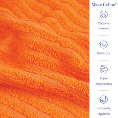 Micro Cotton Versa Craft Bath Towel 500 Gsm | Soft, Quick Drying Cotton Large Size Bath Towel (Orange)