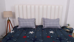 Elastic Fitted Bedsheets For King Size Bed With 2 Pillow Covers - 100 X 108 Inches, Navy Blue | Ideal For Hotel, House, Guest House