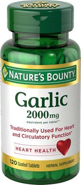 Nature's Bounty Garlic 2000mg, Heart Health Herbal Supplement, Made With Only The Purest Ingredients | 120 Tablets 150gm 0.3lbs
