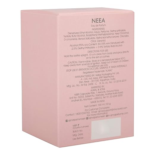 Ajmal Neea Eau De Parfum Floral Perfume 100ml 3.4 Fl.oz. | Casual Wear For Women. Ajmal Neea Eau De Parfum Floral Perfume 100ml 3.4 Fl.oz. | Casual Wear For Women.