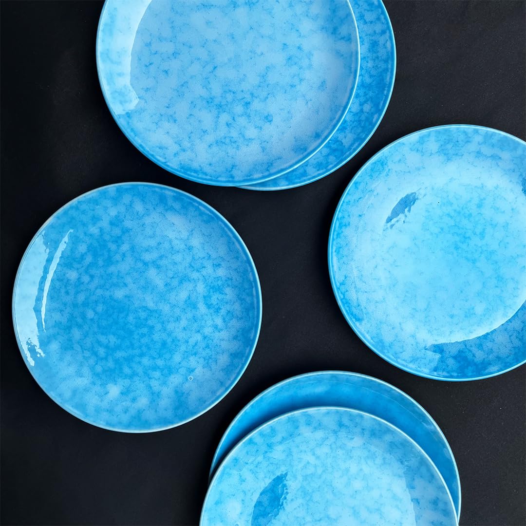 Neelam Hand Painted Ceramic Dinner Set Of 20 Pieces With Serving Bowls | 6 Dinner Plates + 6 Side Plates+ 6 Katori Bowls, 180ml Each + 2 Serving Bowls, 800ml Each | Serving For 6 Neelam Hand Painted Ceramic Dinner Set Of 20 Pieces With Serving Bowls | 6 Dinner Plates + 6 Side Plates+ 6 Katori Bowls, 180ml Each + 2 Serving Bowls, 800ml Each | Serving For 6