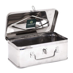 Stainless Steel Cash Box, Locker Box, Jewellery Box - Rectangle Shape, Diameter - 19cm, Colour - Silver, Special Feature - Portable