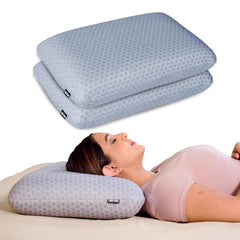 Orthopedic Memory Foam Pillow For Comfortable Sleep, Grey - 24 X 15 X 5 Inch | For Neck & Shoulder Pain Relief With Removable Zipper Grey Jacquard Cover | Back, Stomach Sleepers - Pack Of 2