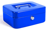 Locking Medium Steel Cash Box With Money Tray, Lock Box, Colour - Blue, Material - Alloy Steel, Special Feature