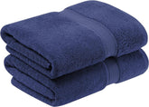 Fresh From Loom Luxury Edition Egyptian 100% Pure Cotton Bath Towel 1200 Gsm | High Water Heavy Soft Dual Stitched Bath Towel (Blue) - 2 Pcs