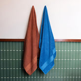 Himeya Bamboo Bath Towel 1000 Gsm | Ultra Absorbent 3x Softer Than Cotton Towels (Leather Brown & Ocean Blue) - Pack Of 2