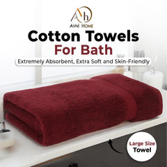 Avni Home Cotton Bath Towels 500 Gsm | Towels For Bath Large Size Extra Soft & Absorbent Bath Towel For Men & Women (Red)