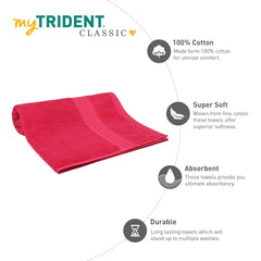 Mytrident Cotton Bath Towel 525 Gsm | For Men & Women Classic Towel 100% Cotton Bath Towel (Virtual Pink)