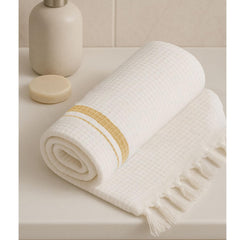 Pixel Home Decor Bath Towel 250 Gsm | Easy For Travel Micro Waffle Cotton Bath Towel (Yellow)