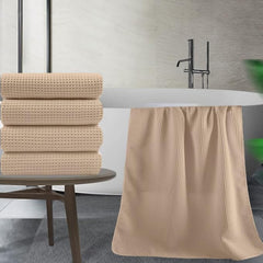 Enchant Home Pure Cotton Waffle Towel 400 Gsm | Lightweight Anti-Microbial & Water Absorbent Soft Touch Quick Drying Bath Towel | Charcoal
