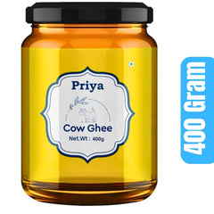 Organic Cow Ghee By Priya | Good Source Of Vitamin A, Delicious & Nutritious Healthy Desi Ghee For Morning Breakfast Bakes | (400ml) 13.5 Ounce | Jar Pack