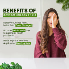 Himalayan Organics Biotin 10000mcg For Hair Growth , Nails & Skin | 120 Tablets , 200gm 0.4lbs
