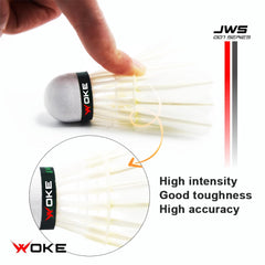 Woke Birdie WS 333 Feather Badminton Shuttlecock | Ideal For Tournaments & Professional Practice | White , Pack Of 3