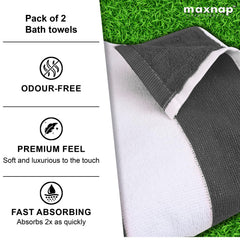 Maxnap Sunstripe Premium Cabana Striped Towel 600 Gsm | 100% Cotton, Soft & Quick-Dry Pool Towels - Set Of 2 (Grey)