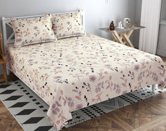 100% Cotton Printed Double Bedsheets With 2 King Size Pillow Cover - 90 X 90 Inches, Off White & Brown | Durable & Ideal For Regular Use | Light Weight & Easy To Wash At Home