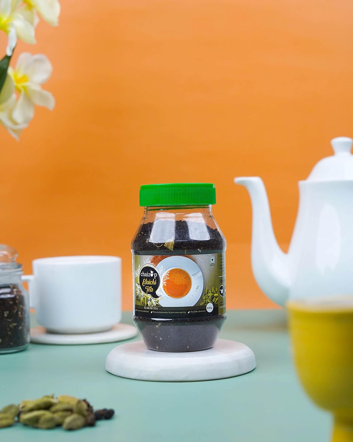 Chaizup Elaichi Tea - 100gm Jar, 3.5 Ounce | Increase Metabolism & Boost Immunity - Strong, Aromatic & Flavored Tea | Caffeine Free, Rich In Antioxidant Chaizup Elaichi Tea - 100gm Jar, 3.5 Ounce | Increase Metabolism & Boost Immunity - Strong, Aromatic & Flavored Tea | Caffeine Free, Rich In Antioxidant