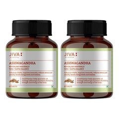 Jiva Ashwagandha Tablet 100% Ayurvedic Formulation Boosts Immunity & Energy Level, Strengthens Nervous System, Reduces Stress & Anxiety | 60 Tablets 100gm 0.2lbs Each Pack Of 2