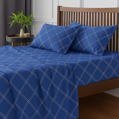 Printed Bedsheet For Queen Bed With 2 Pillow Covers – 90 X 100 Inches, Blue | Soft, Wrinkle Free, Skin-Friendly-Cleaning & Long Lasting Freshness