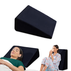 Bed Wedge Pillow Cushion, For Back Support & Sleeping, Black, King Size - 20 L X 20 W X 10 H Inch | Acid Reflux, Gerd, Leg Elevation, Cooling Gel Memory Foam Pillow, Removable Cover