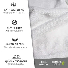 Heelium Bamboo Towel Set Bath, Hand & Face Towel 900 Gsm | Super Soft & Antibacterial Towel (White) - 3 Piece
