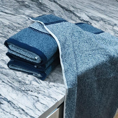 Cotton Bolls Textiles 100% Cotton Extra Large Hand Towels 650 Gsm | Ultra Soft, Highly Absorbent For Gym, Kitchen, Pool, Travel & Home (Blue Stripe) - Set Of 4